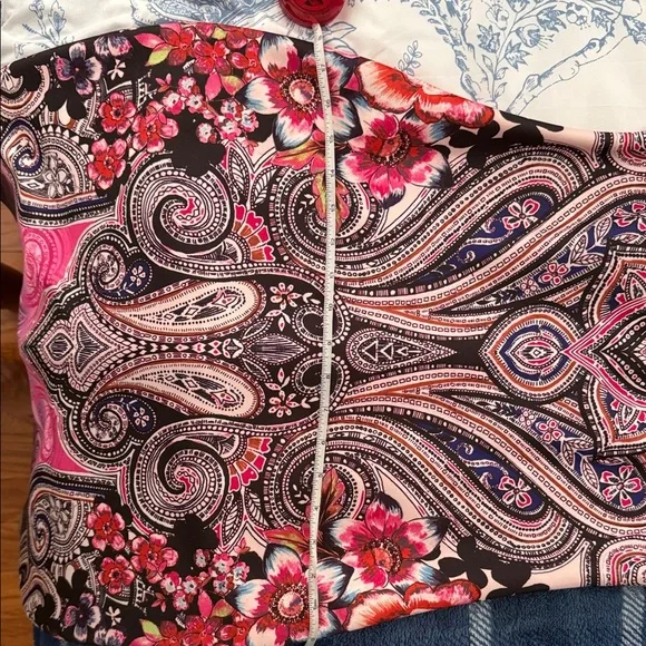 New York & Company Pink and Black Paisley Midi Dress - Picture 4 of 6